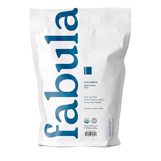 Fabula Coffee Cold Brew Freshly Ground - Organic - Low Acid - Single Origin - Non-GMO - Mold Free - 12 Ounces