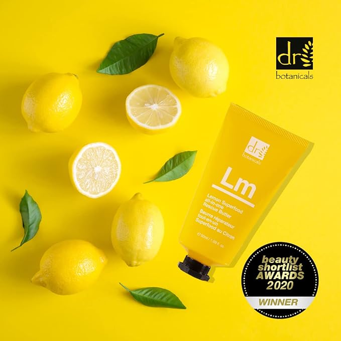 Dr. Botanicals Lemon Rescue Body Butter w/ Shea - Spa Quality Moisturizer - Dry Skin - Feet - Elbows - Knees - Coconut Lemongrass & Almond Oil - Penetrates Fast - Soft Supple & Radiant - 1.69oz - 5 Pack
