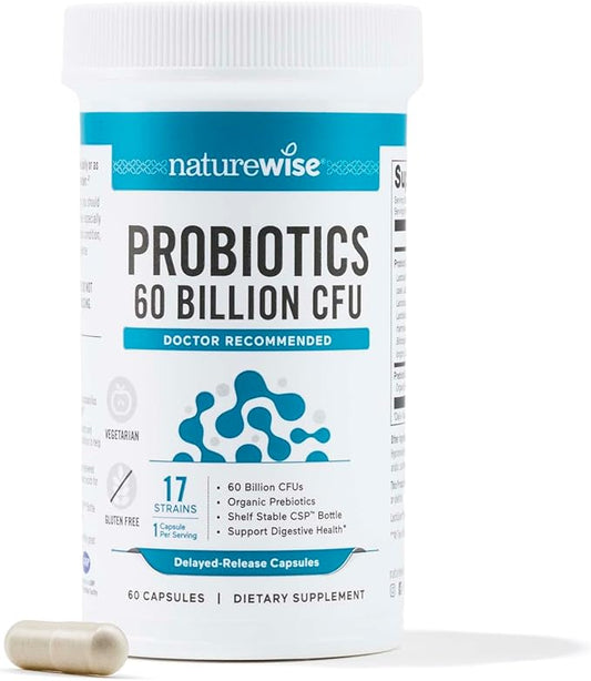 NatureWise Probiotics 60 Billion CFU 17 Strains 60 Capsules[2-Month Capsules[2-Month Supply]