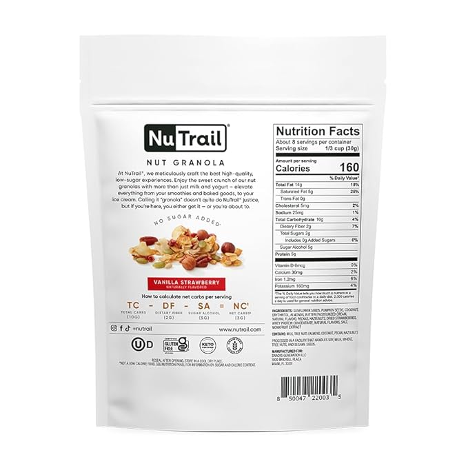NuTrail Nut Granola Cereal, Vanilla Strawberry, 8 oz. 1 Count