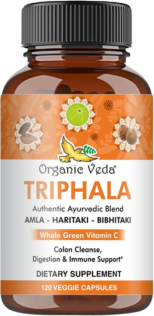 Organic Veda Triphala Capsules with Natural 120 Count