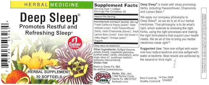 Herbs Etc. Deep Sleep Soft Gels 30 Count 1)
