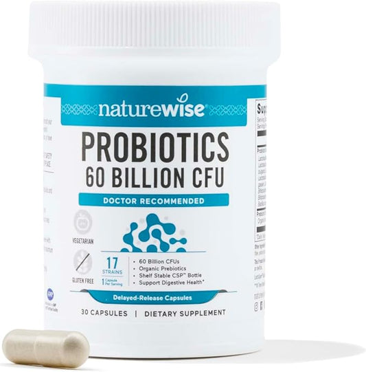 NatureWise Probiotics 60 Billion CFU 17 Strains 30 Capsules[1-Month Capsules[1-Month Supply]