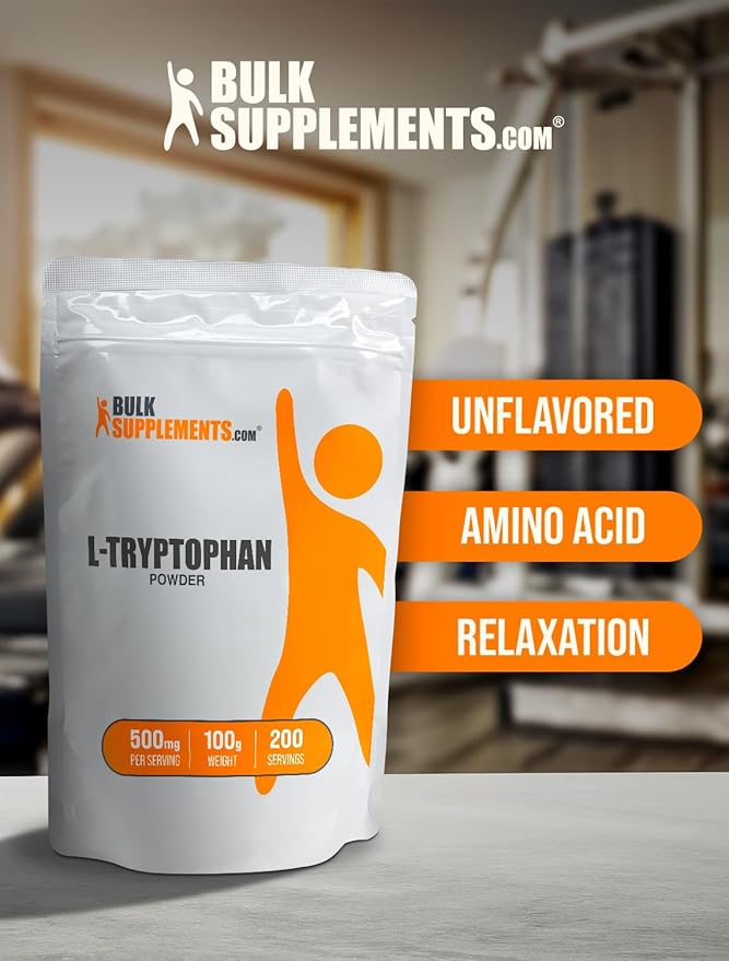 BulkSupplements.com L-Tryptophan Powder 500mg, Tryptophan 500mg per 100g (3.5 (3.5 oz) 1)