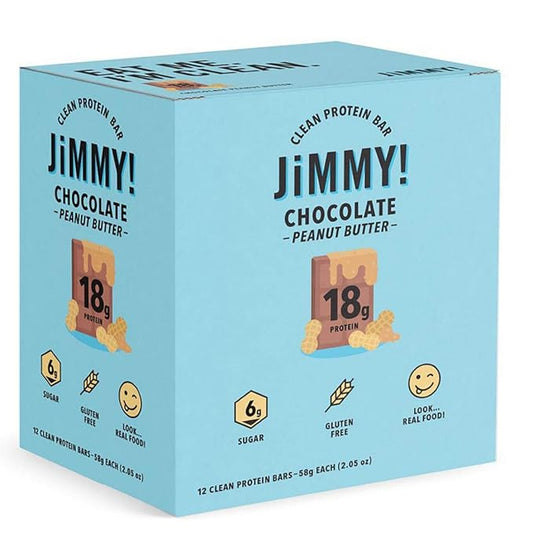 JiMMY'S! Functional Protein Bar - Chocolate Peanut Butter - 12 Count - 18g of Protein, Low Sugar, Gluten Free