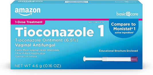 Amazon Basic Care Tioconazole Ointment 6.5 1-Dose Treatment, 0.16 ounce 1)