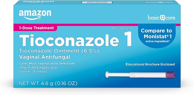 Amazon Basic Care Tioconazole Ointment 6.5 1-Dose Treatment, 0.16 ounce 1)