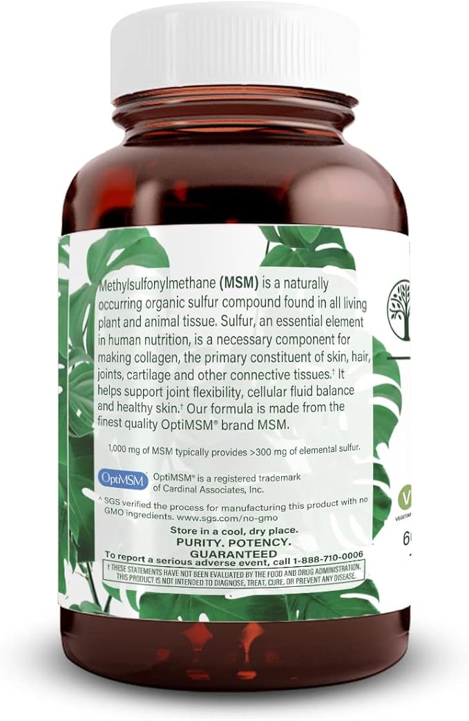 Natural Nutra OptiMSM, MSM Supplement 1000 mg, (120) Vegan