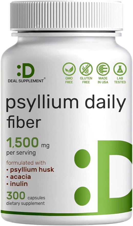 Psyllium Husk 1500mg Per Serving, 300 3 in 1 Fiber