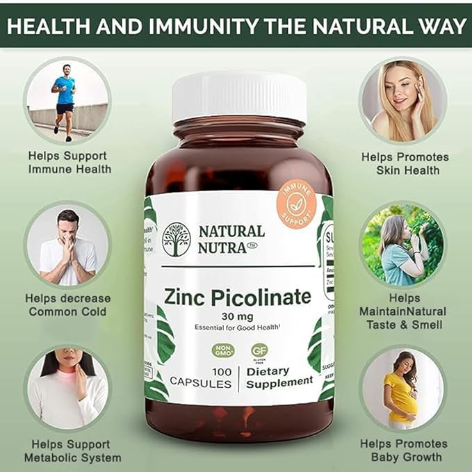 Natural Nutra Zinc Picolinate 30 mg, 100 Capsules (3 Pack)