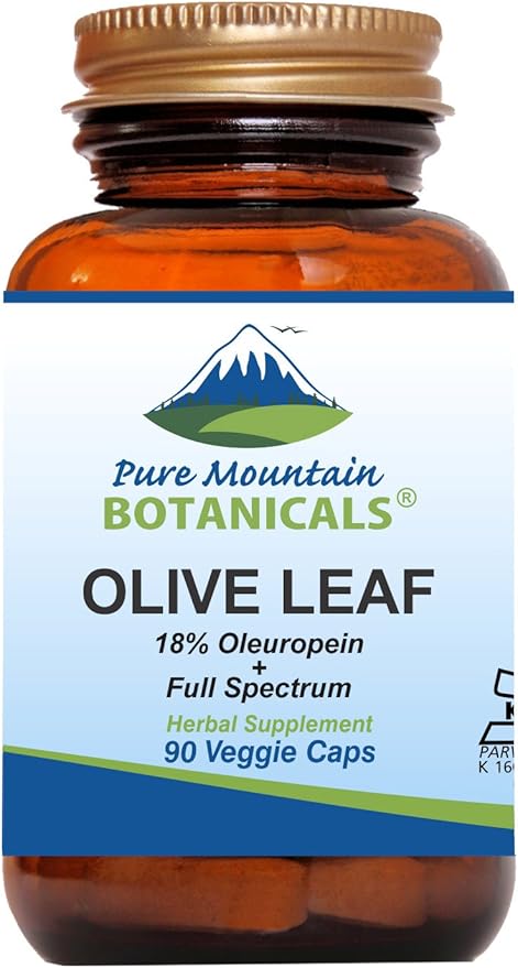 Pure Mountain Botanicals Olive Leaf Extract Capsules 90 Kosher 400mg Organic
