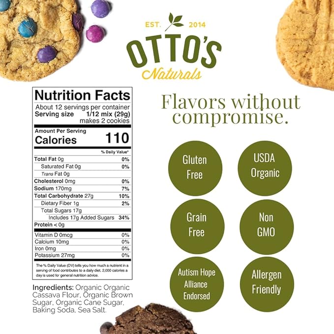 Otto's Naturals Grain-Free Ultimate Cookie Mix, Made with Organic Cassava Flour, Gluten-Free All-Purpose Cookie Mix, Non-GMO Verified - 12.2 Oz Bag (6 Pack)