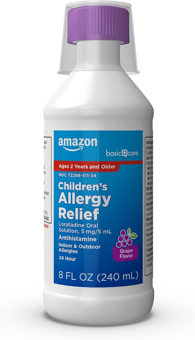 Amazon Basic Care Children’s Allergy Medicine, 24 Hour 5 mg/5 mg/5 mL, 2 and 8 fl 1)