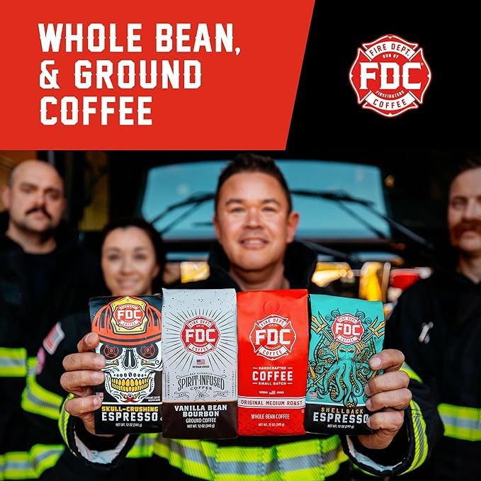 Fire Department Coffee - Gives Back to Firefighters - Shellback Espresso Coffee Beans - Bold & Smooth - Roasted in the USA - Premium Espresso - Veteran Owned (12 oz, Pack of 2)