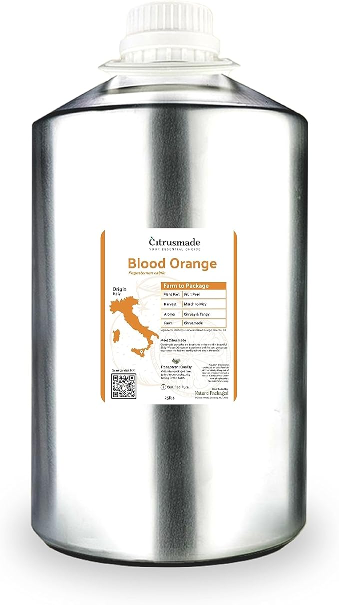 Blood Orange Essential Oil - Direct from Citrusmade in Sicily - Pure Essential Oil for Diffusers and Aromatherapy - Pure Cold-Pressed | 100% Pure Therapeutic Grade (25LBS)