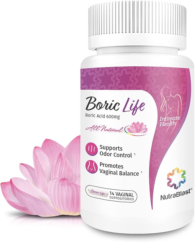 NutraBlast Boric Acid Vaginal Suppositories 100% Pure (14 Count)