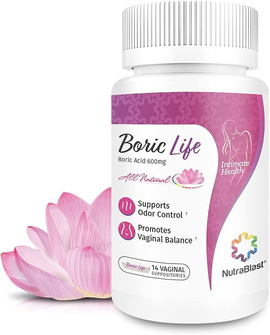 NutraBlast Boric Acid Vaginal Suppositories 100% Pure (14 Count)