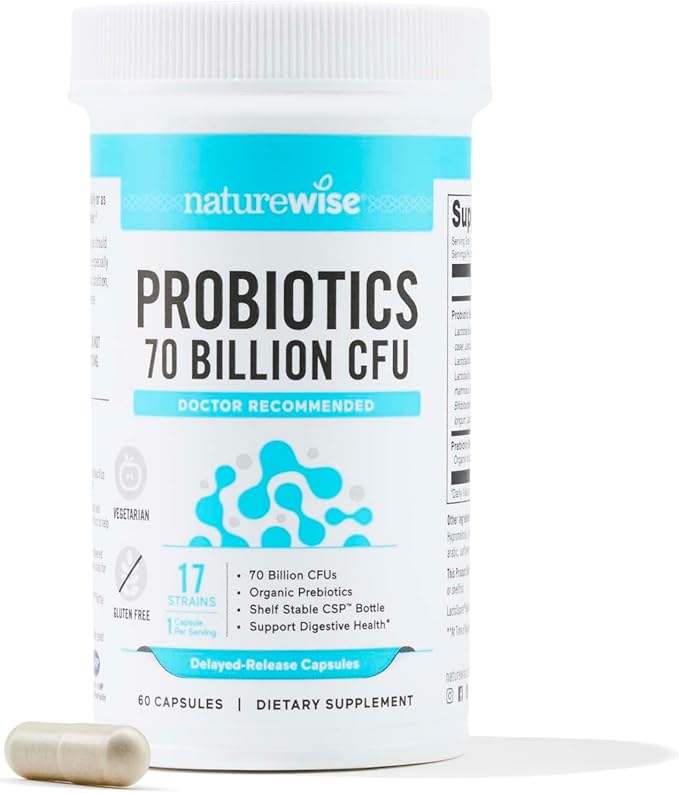 NatureWise Probiotics 70 Billion CFU 17 Strains 60 Capsules[2-Month Capsules[2-Month Supply]