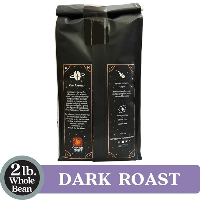 Copper Moon Dark Roast Whole Bean Coffee, Sumatra Blend, 2 Lb