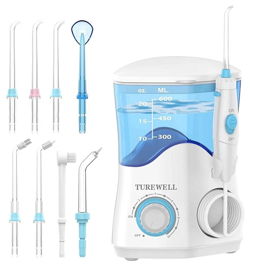 TUREWELL Water Dental Flosser for Teeth/Braces, 8 Jet 10 Pressure 600ML Large