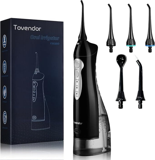 Electric Water Flosser, Rechargeable Dental Oral Irrigator 3 Modes, 5 Tips (300ML, IPX7Waterproof IPX7Waterproof Waterflosser)