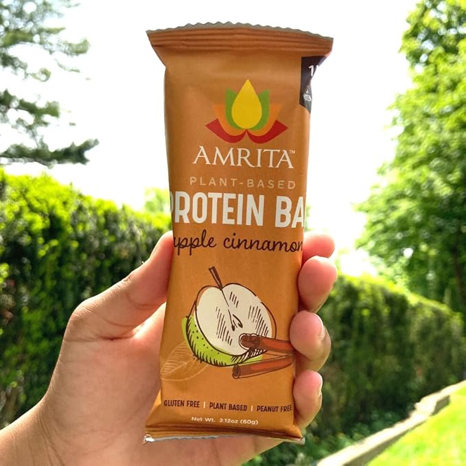 AMRITA Apple Cinnamon Vegan Protein Bars, 15g Plant