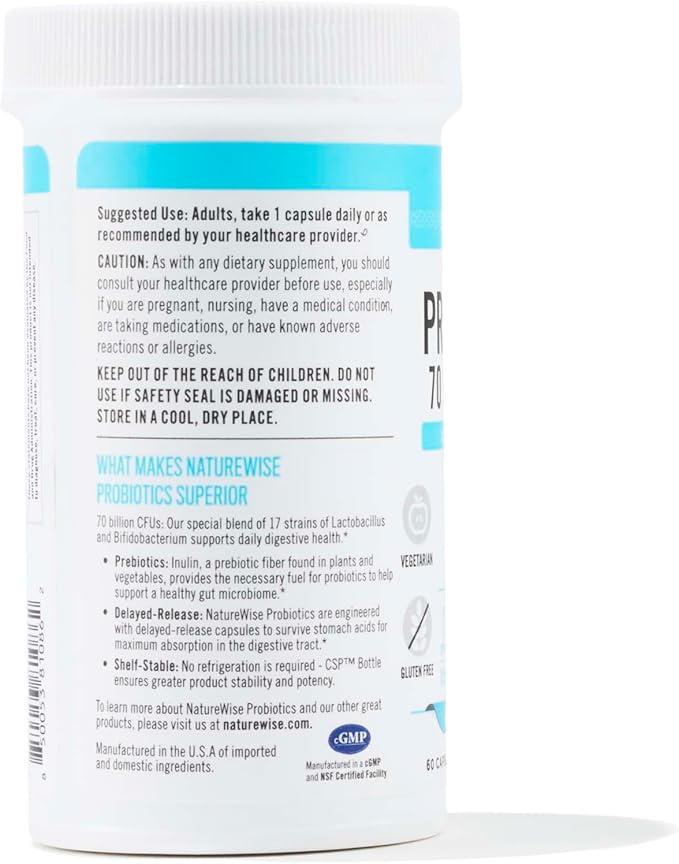 NatureWise Probiotics 70 Billion CFU 17 Strains 60 Capsules[2-Month Capsules[2-Month Supply]