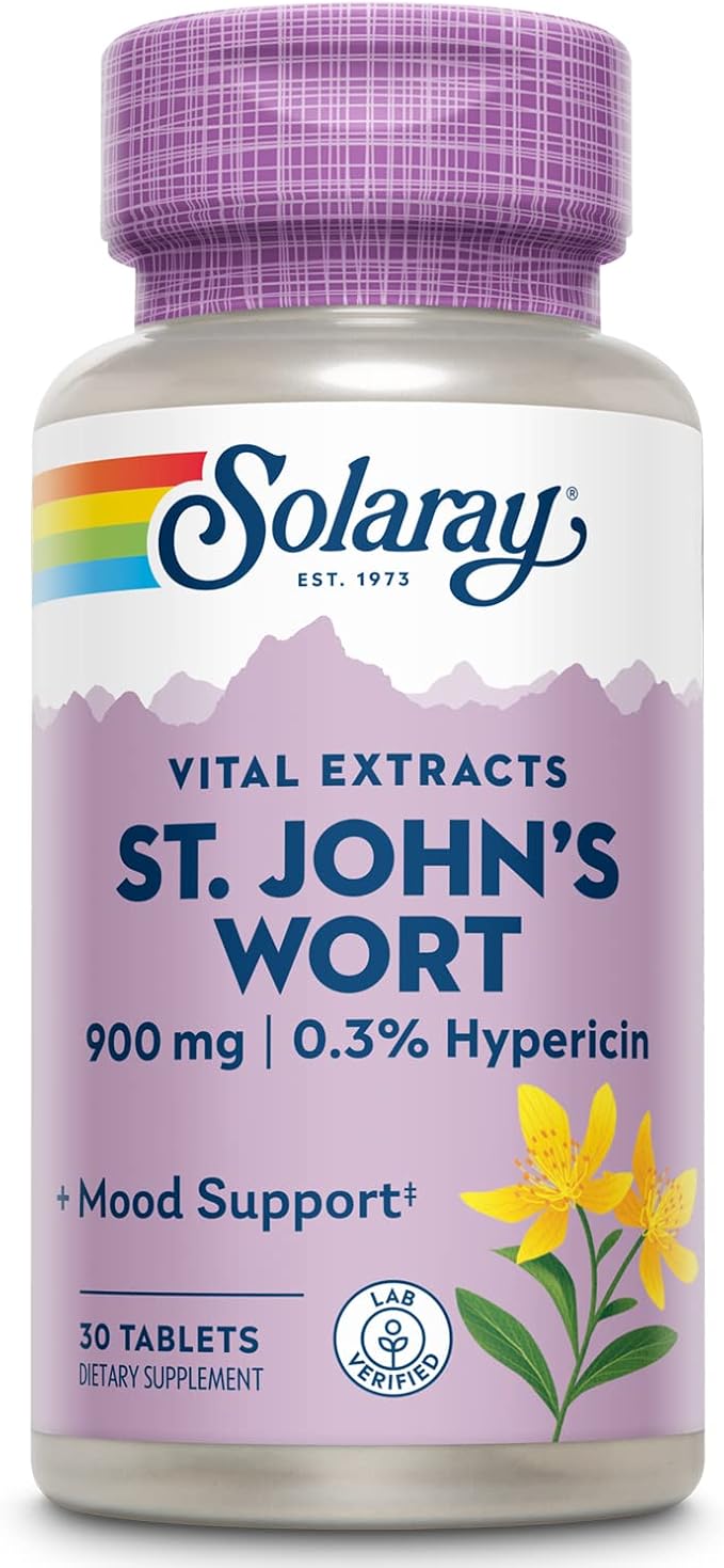 SOLARAY St John's Wort 900 mg, 0.3% Hypericin 60-Day Money 30 Servings 30 Tablets