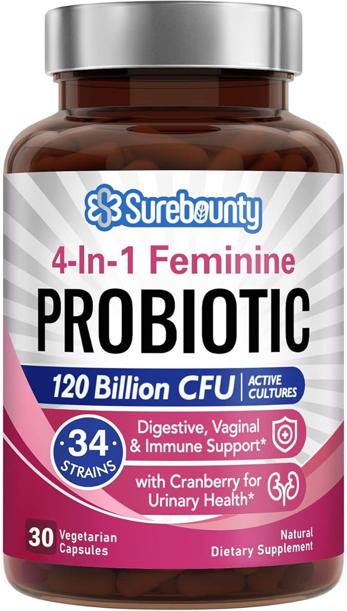 Probiotics for Women, 120 Billion CFU 34 Strains, 4-in-1 Feminine 30ct