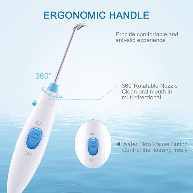 TUREWELL Water Flossing Oral Irrigator, 600ML 10 Adjustable 8 Water