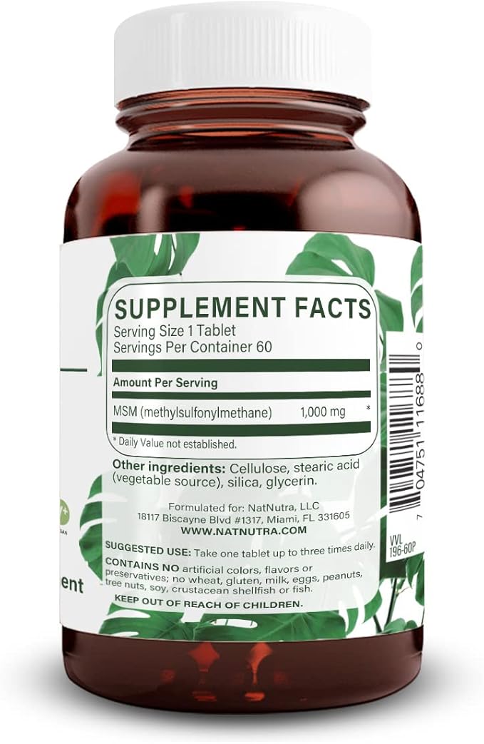 Natural Nutra OptiMSM, MSM Supplement 1000 mg, (120) Vegan