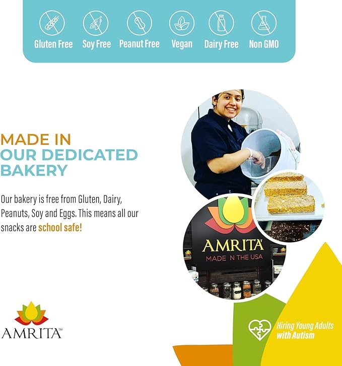 AMRITA Vegan Protein Bars Variety Pack (6 Flavors) 15g Plant