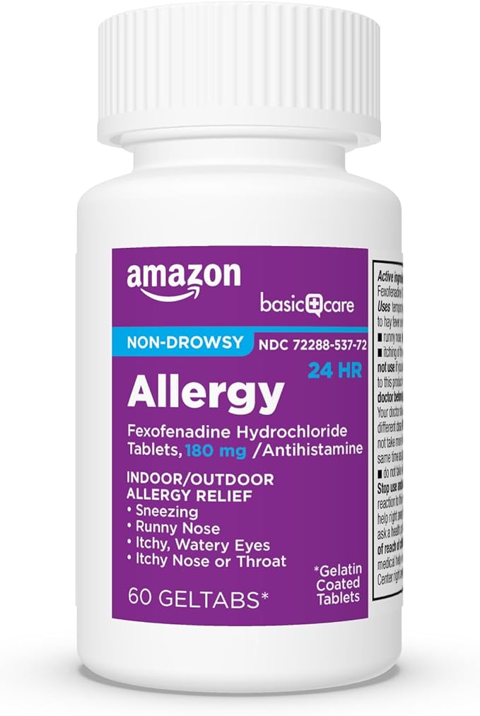 Amazon Basic Care, 24 Hour Allergy 180 mg, 60 Count