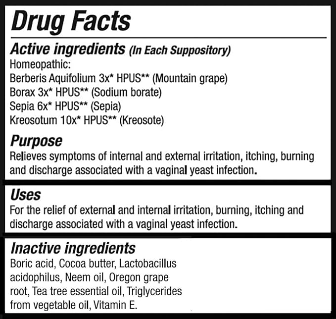 Vitanica Yeast Arrest, Homeopathic Vaginal Suppositories, 14ct)