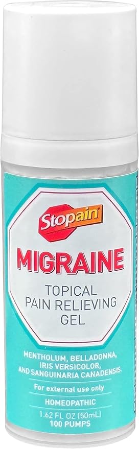 Stopain Migraine Pain Relief Gel Pump, 1.62oz, USA
