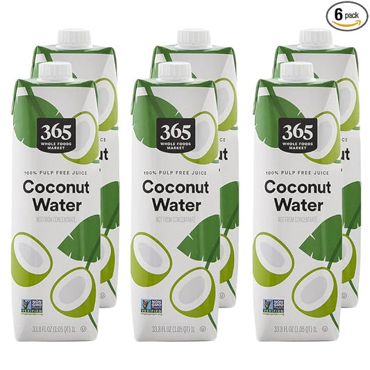 365 by Whole Foods Market, Coconut Water, 33.8 Fl Oz (Pack of 6)