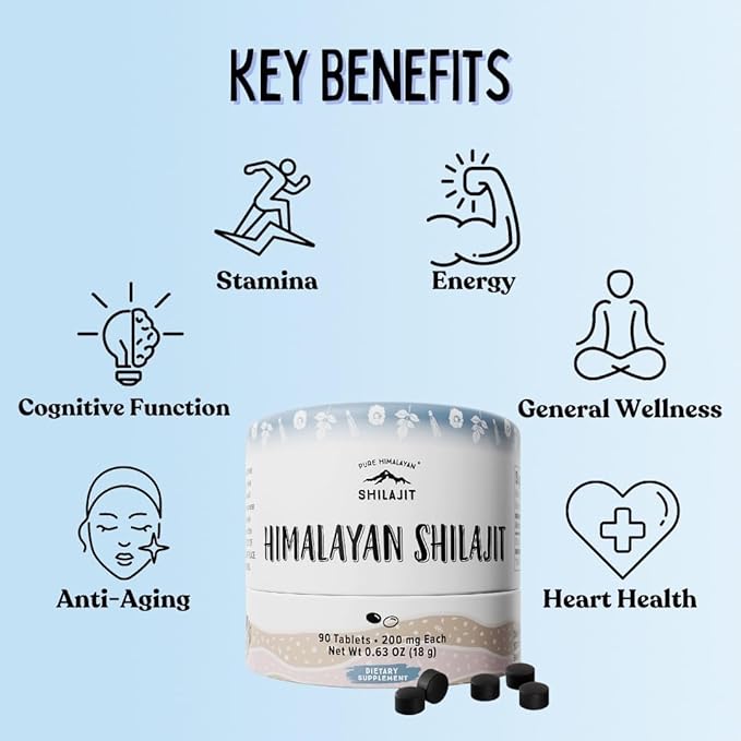 Pure Himalayan Shilajit Tablets 90ct (200mg Each)