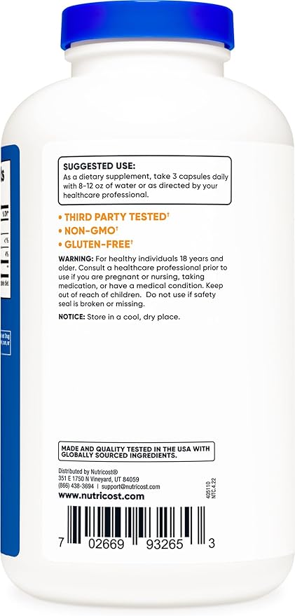 Nutricost Psyllium Husk 1500mg Per Serving, 500 Capsules