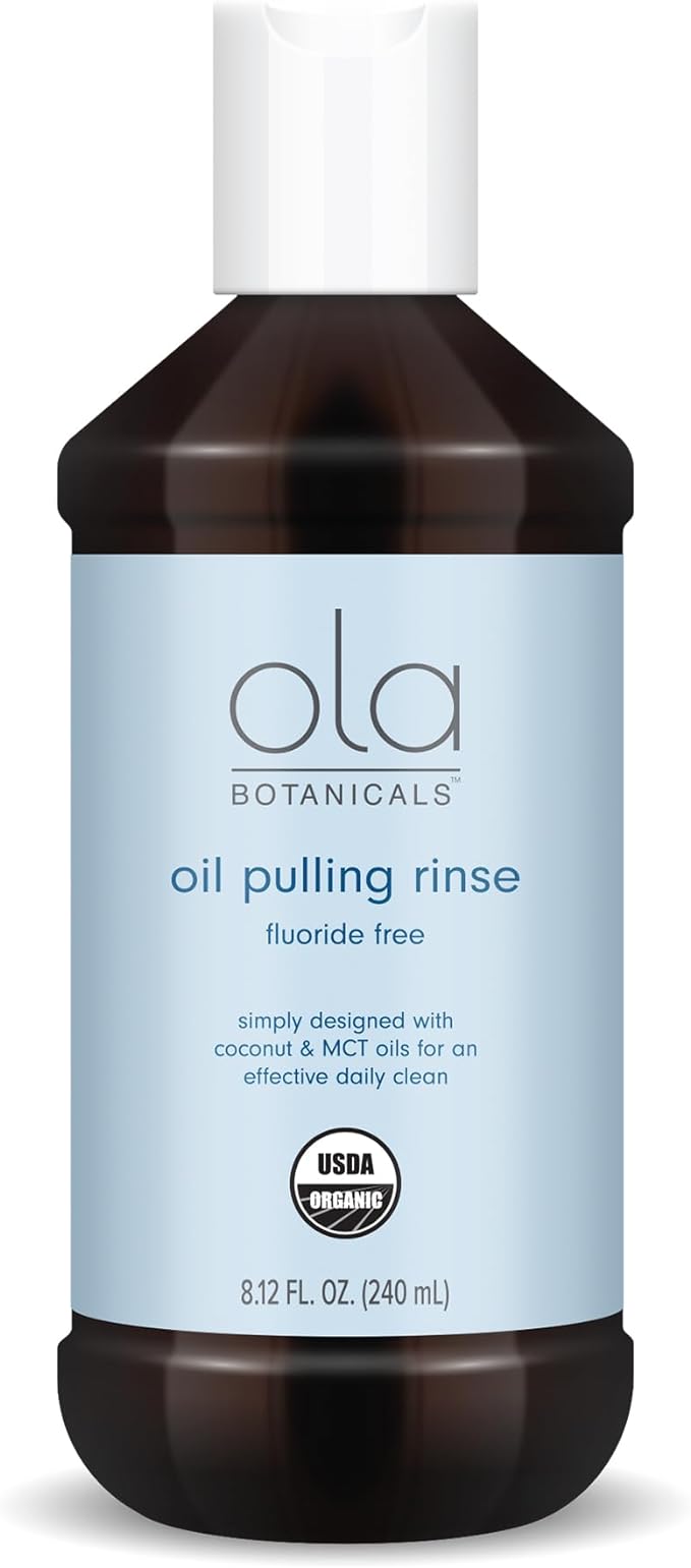 Ola Botanicals Oil Pulling Rinse (8.12 Fl. Oz.), USDA Certified Organic, Coconut Oil, MCT Oil, Cruelty Free, Fluoride Free, Soy Free, Gluten Free, Non GMO, Dr. Mercola