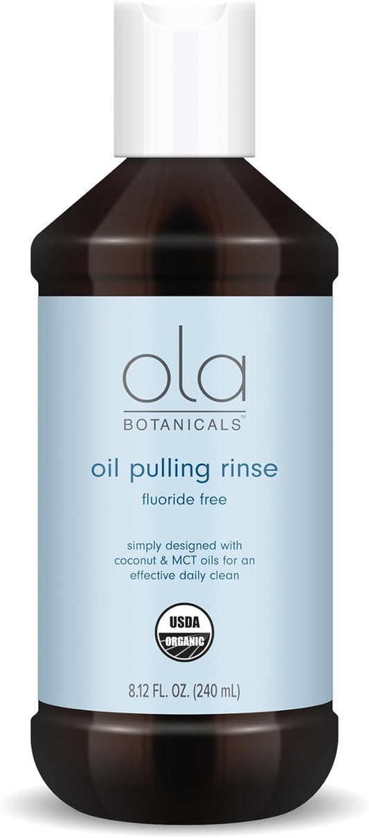 Ola Botanicals Oil Pulling Rinse (8.12 Fl. Oz.), USDA Certified Organic, Coconut Oil, MCT Oil, Cruelty Free, Fluoride Free, Soy Free, Gluten Free, Non GMO, Dr. Mercola