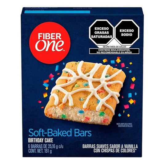 Fiber One 70 Calorie Soft-Baked Bars, Birthday Cake, Snack Bars, 6 ct