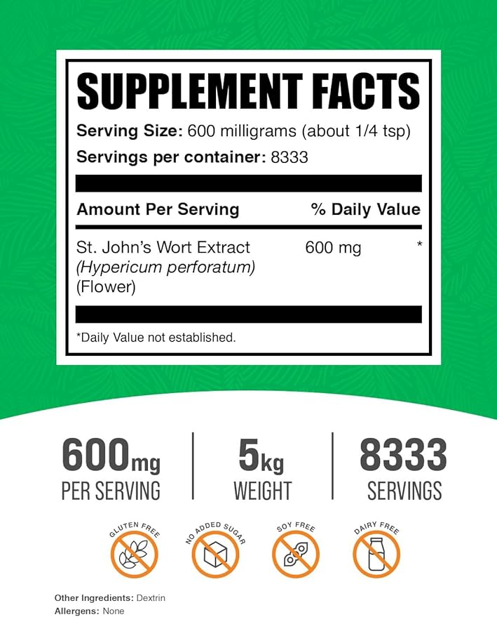 BulkSupplements.com St. John's Wort Extract (5 Kilograms 11 lbs)