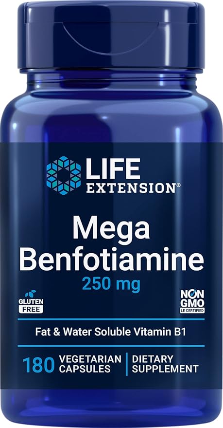 Life Extension Mega Benfotiamine, 250 mg, 180 Veg B1 Supplement