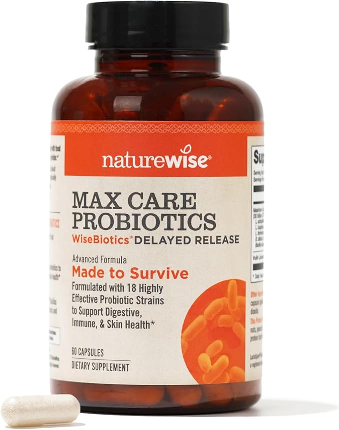NatureWise Max Probiotics for Women & Men 30 Billion 18 Strains 60 Capsules[2-Month Capsules[2-Month Supply]