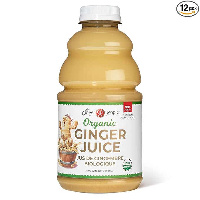 Organic Ginger Juice, 99% Pure Ginger Juice by The Ginger People – Original Flavor, Premium Quality Organic Ginger Juice, 32 Fl oz Bottles - Pack of 12