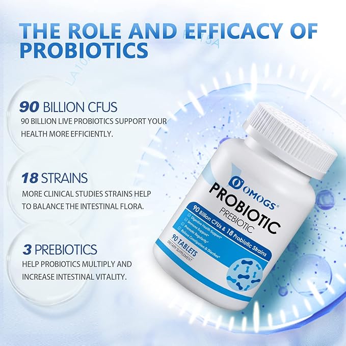 Probiotics 90 Billion CFUs 18 Strains, 3 Organic Free,90 Tablets