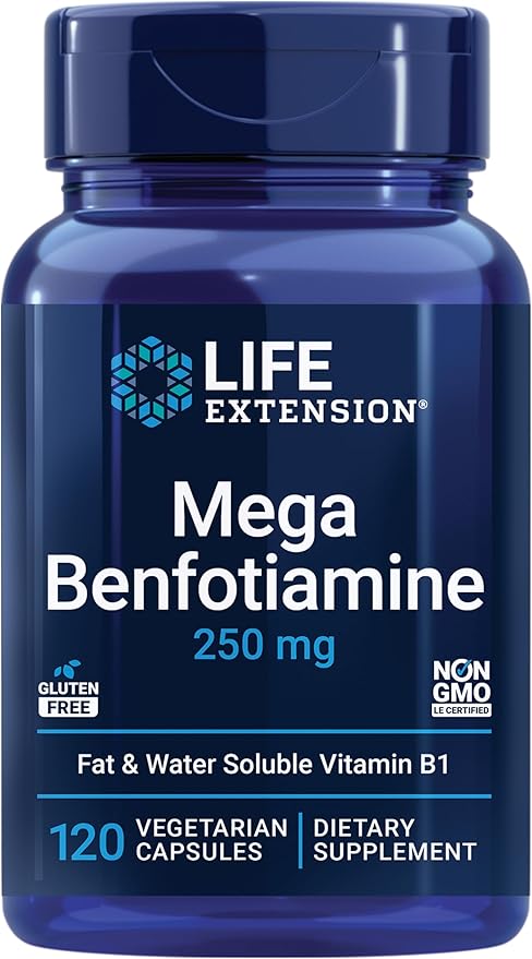 Life Extension Mega Benfotiamine, 250 mg, B1, high 120 capsules