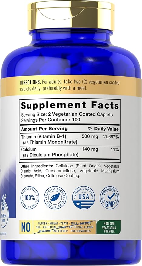 Carlyle Vitamin B1 500mg (Thiamine) 200 Vegetarian