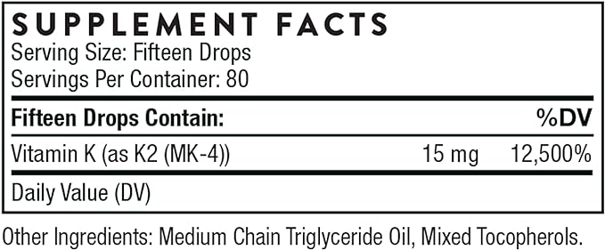 THORNE Vitamin K2 Liquid (1 mg K2 Supplement 1 Fl