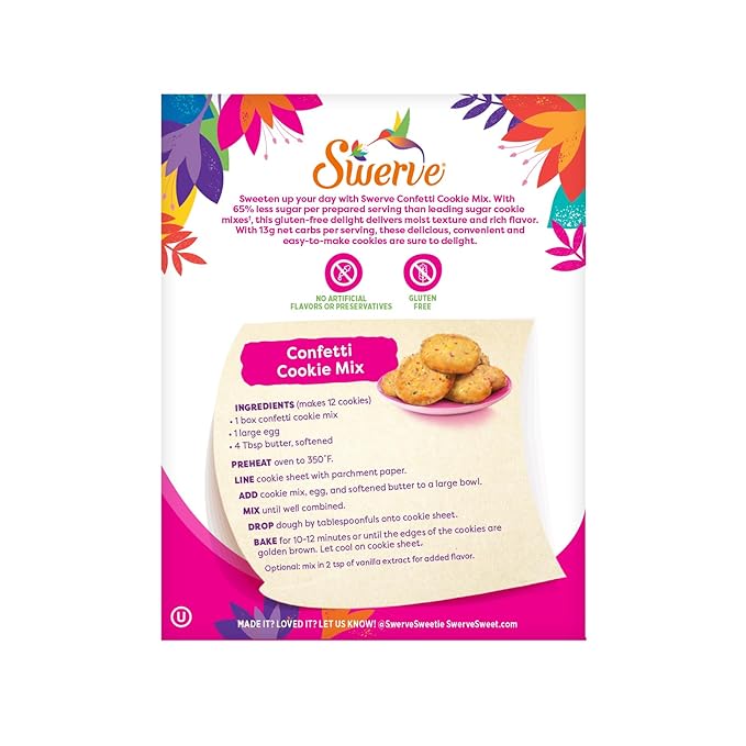 Swerve Confetti Cookie Baking Mix 9.3oz Pouch, 6-Pack